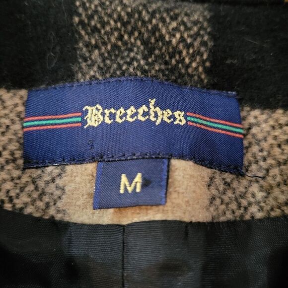 Breeches Wool Buffalo Plaid‎ Black And Tan Zip Front Collared Vest Size M - Picture 6 of 7